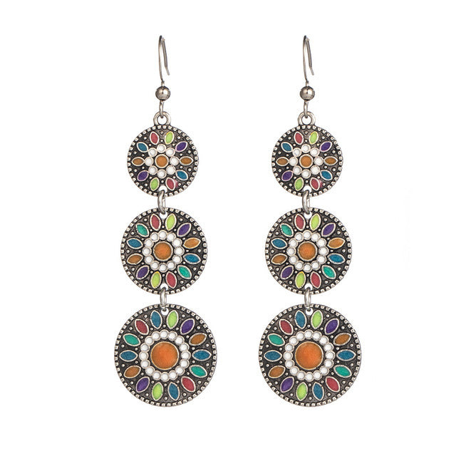 Wholesale Bohemian Drip Oil Alloy Earrings